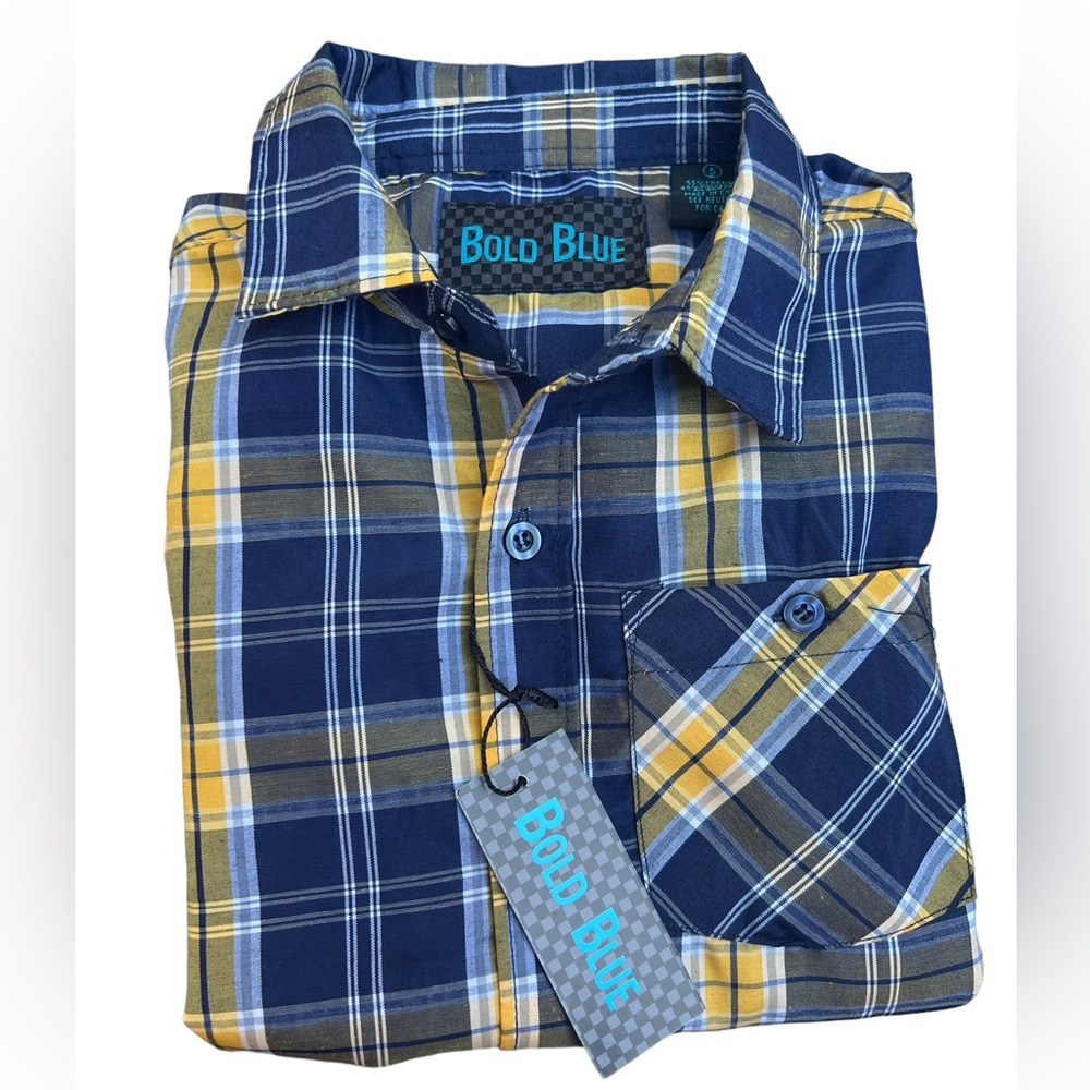 ⭐️⭐️⭐️3 for$12⭐️⭐️⭐️ Bolo Blue Plaided Button Down Short Sleeve Size 5